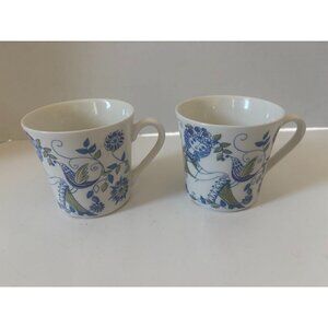 Vintage LOTTE FIGGJO Tea Cups Set of 2 Turi-Design Handpainted Silkscreen 3"